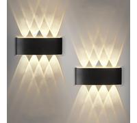 Homefire Applique murale LED intérieure - 2er Appliques murales extérieures noires Éclairage mural extérieur 7W Lampe extérieure IP65 Lampe murale Up & Down 3000K pour mur de maison jardin couloir