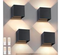 Homefire Applique murale LED l'extérieur/intérieur - 4 appliques murales extérieures G9 3000K lampe extérieure noire orientable avec angle haut bas applique murales IP65 pour murs de maison et jardins