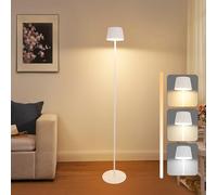 Homefire Lampe solaire extérieure sur pied 120 cm : lampe sur pied LED pour salon à intensité variable 3000K-6500K avec USB-C rechargeable, batterie intégrée, Blanc, Lampe de jardin sans fil réglable