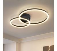 Homefire Plafonnier LED 40cm - 23W Blanc chaud 3000K Lampe de salon moderne Plafonnier design à 2 anneaux pour cuisine, chambre, couloir, bureau