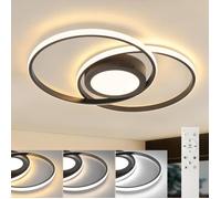 Homefire Plafonnier LED moderne - Métal - Noir - 47,4 x 33,2 x 4 cm - 48W Dimmable avec télécommande - 2 Ring Design