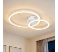 Homefire Plafonnier LED, Rond 23W, 3100LM, Blanc, Blanc chaud 3000K, Design Moderne à double anneau, idéal pour couloir, Chambre, Cuisine et salon Longueur 40cm