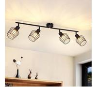 Homefire Spot de plafond LED 4 ampoules plafonnier - plafonniers spot noir lampe industrielle E14 rotative 350° lampe de couloir