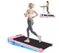 HomeFitnessCode Tapis de Course et Marche Pliable avec Pente 7% - Tapis Roulant/Walking Pad Silencieux, 8 km/h, 2,5 HP, Surface 40 cm, Charge Max 130 kg, Écran LCD - Maison & Bureau (Rose pâle)