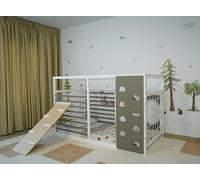 HOMEforDREAMS Lit de gymnastique pour enfants à partir de 4 ans : lit 2 en 1 inspiré Montessori dans les couleurs blanc et gris, sans planche intérieure (Rock Board, 190 x 140 cm)