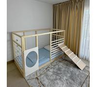HOMEforDREAMS Lit de gymnastique pour enfants à partir de 4 ans : lit 2 en 1 inspiré Montessori en couleur semi-blanche, sans planche intérieure (tableau chargeur, 190 x 140 cm)