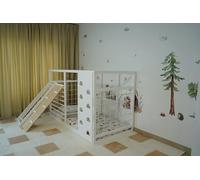 HOMEforDREAMS Lit de gymnastique pour enfants à partir de 4 ans : lit 2 en 1 inspiré Montessori en couleur blanche, sans planche intérieure (jupe + planches à corde, 190 x 140 cm)
