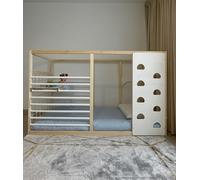 HomeForDreams Lit de gymnastique pour enfants à partir de 4 ans : lit 2 en 1 inspiré Montessori en couleur semi-blanche (No Boards, 190 x 140 cm)