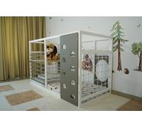 HomeForDreams Lit de gymnastique pour enfants à partir de 4 ans : lit 2 en 1 inspiré Montessori gris et blanc (sans planches, 190 x 140 cm)