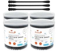 HOMEFOX Lot de 800 cotons-tiges noirs en spirale - Cotons-tiges bio double face étroitement enveloppés hermétiquement enveloppés - Bâton de papier doux doux non pelucheux sans cruauté envers les