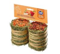 Homefriends Lot de 2 Rouleaux de Foin avec Carotte et poivron pour Lapins, Nains, Hamsters, cochons d'Inde et rongeurs (2 unités - 200 g) - Nourriture pour Lapins avec Fibres pour l'usure Dentaire du