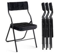 HOMEFUN Lot de 4 chaises pliantes rembourrées - Chaises de salle à manger pliables avec coussin, portable et assemblée - Chaise supplémentaire pour invités, cuisine, bureau, fête de mariage - Noir