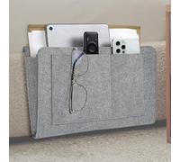 HomeGadget Organiseur en feutre pour accrocher [pour canapé & lit] - avec 5 compartiments pour tout type d'accessoire comme journal | lunettes | smartphone - Gris Clair