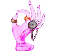 HOMEGOAL Porte-bague, décoration de chambre rose, présentoir à bijoux à la main, décoration de chambre pastel danoise, décoration Preppy, main de mannequin, polyrésine, 17,8 cm (rose)