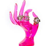 HOMEGOAL Présentoir à bijoux à main en polyrésine, 17,8 cm (rose rouge)