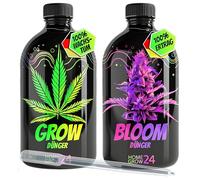 HOMEGROW24 Engrais pour Cannabis Duo - Grow et Bloom Engrais liquide NPK pour plantes d'intérieur, d'extérieur & autofloraison et kit de culture d'engrais pour chanvre adapté à la boîte de culture