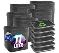 HOMEGROW24 Set de 6 pots avec soucoupes, pots carrés en feutre de 11 L chacun, pots en tissu pour la culture et l'élevage de plantes de cannabis, accessoires de culture