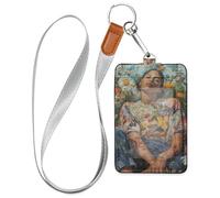 Homegrown - Porte-badge de travail en cuir pour femme avec lanière et porte-cartes d'une capacité de 3 cartes pour bureau, école, carte clés d'hôtel, cartes de passe