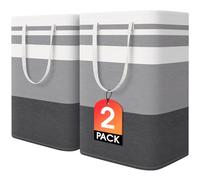 HomeHacks Lot de 2 grands paniers à linge imperméables, autonomes, grands paniers à linge pliables avec poignées étendues pour vêtements, jouets dans le dortoir et la famille (gris dégradé, 75 l)