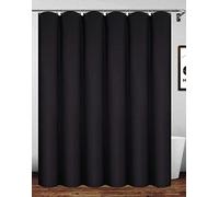 Homehold Rideau de douche en polyester imperméable avec crochets - 200 x 240 cm - Noir
