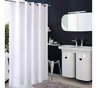 Homehold Rideau de douche en tissu blanc sans crochet pour salle de bain, doublure imperméable (180 x 200 cm)