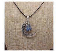 Homeilteds Pendants de Pierre Brute Reiki Collier de Lune,Lapis Citrines Amethystes Crystal Antique Accessoires Accessoires en SILIVE en Affichage Gift (Metal Color : Lapis Lazuli)