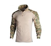 Homeilteds Tactique Militaire Costumes Uniformes Chasse Tir de Camouflage Chemises Pantalons coude Genou Pads CS Paintball Vêtements Set Waistcoat (Color : BK Multicam Shirts, Size : M)