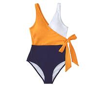 Homeilteds V-Col en V Maillot De Bain Une Pièce Sexy Rose Rose Blanc Colorblock Femme Girls Beach Bathing Cuisson Maillots De Bain Plage (Color : ADJ3005B, Size : XL.)