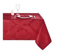 HomeJoy Nappe rectangulaire damassée en Jacquard Rouge Barcelone, 100% Polyester, résistante à l'huile, imperméable, pour Salle à Manger, Noël, fête, Banquet et Vacances (Rouge, 152,4 x 213,4 cm)