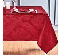 HomeJoy Nappe rectangulaire imperméable, Infroissable, Lavable en Tissu Jacquard Polyester pour Cuisine, Salle à Manger, dîner (152,4 x 264,2 cm, 8 à 10 Places, Rouge)