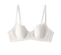 HomeJoySet Soutien-Gorge Balconnet sans Armatures for Femme - Dentelle Scintillante Sexy, Bonnet 1/2 Non Doublé, Demi-Tasse Transparente, Rose(Milk White,38C)