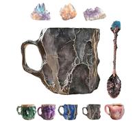 HomeJoySet Tasse À Café En Cristal Minéral, Élégante Tasse Violette Multicolore, Cadeau De Noël Original For Vos Amis(C)