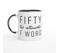 HomeJoySet Tasse À Café «Fifty The Ultimate F Word», Cadeau Amusant For 50e Anniversaire, For Femmes, Hommes, Maman, Papa, Mari, Épouse(Black)