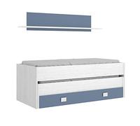 HOMEKIT DEKIT Grupo RIMOBEL Lit Compact avec 2 Lits pour Enfants et tiroir + étagère, Bois, Artic Bleu, Simple