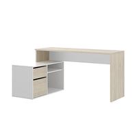 HOMEKIT DEKIT Grupo RIMOBEL Rox - Table de Bureau avec Rangement et Double Montage - 139 x 75 cm - Naturel/Blanc