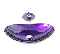 HomeLava Lavabo Vasque en Verre Trempé Violet, avec Robinet Cascade à poser la salle de bain