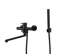 HomeLava Robinet de Baignoire en Acier Inoxydable avec douchette mitigeur monocommande Mitigeur de bain noir mitigeur de bain avec flexible de douche de 1,5 m apparent pour salle de bain lavabo