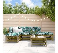 HOMELEN Ensemble de 6 pièces de salon de jardin en pin imprégné, ensemble de canapé de jardin, ensemble de meubles de balcon, ensembles de meubles de jardin, ensembles de divertissement, salon de