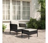 HOMELEN Ensemble salon de jardin 2 pièces avec coussins en polyrotin noir, ensemble de canapé de jardin, ensemble de meubles de jardin, ensembles de divertissement, balcon, canapé, salon, convient