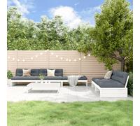 HOMELEN Ensemble salon de jardin 6 pièces avec coussins en bois massif blanc, ensemble de canapé de jardin, ensemble de meubles de balcon, ensembles de meubles de jardin, ensembles de divertissement