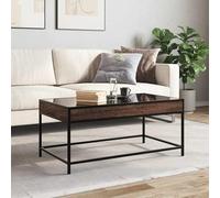 HOMELEN Infinity Table basse en chêne marron 90 x 50 x 41 cm avec éclairage RVB - Connexion pour salon, chambre à coucher, table d'appoint ou table basse