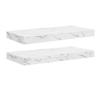 HOMELEN Lot de 2 étagères flottantes pour le mur - En marbre blanc - 50 x 23,5 x 4 cm - Design moderne - Espace de rangement - Construction stable pour chambre à coucher, cuisine, salon