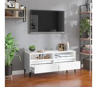 HOMELEN Meuble TV, blanc, 100 x 34,5 x 44,5 cm, en bois dérivé du bois, style scandinave, meuble TV, meuble TV RTV pour salon, chambre à coucher