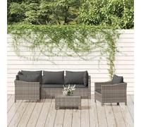 HOMELEN Salon de jardin 6 pièces avec coussins gris en polyrotin - Ensemble de canapé de jardin - Ensemble de meubles de balcon - Ensemble de meubles de jardin - Ensemble de divertissement - Salon de