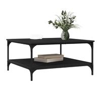 HOMELEN Table basse aspect chêne noir avec étagère industrielle 80 x 80 x 40 cm - Table de salon élégante en bois avec espace de rangement pour aménagement moderne, tables et tables basses