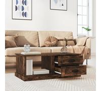 HOMELEN Table basse avec tiroirs, espace de rangement, en bois de chêne fumé, 90 x 50 x 35 cm, table de salon, pour boissons, collations, meubles, tables et tables basses
