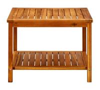 HOMELEN Table basse en bois d'acacia massif - 60 x 60 x 45 cm - Résistante aux intempéries - Avec étagère - Design à lattes - Pour salon, café, jardin - Meubles d'extérieur - Table d'appoint - Tables