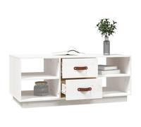 HOMELEN Table basse en bois de pin massif blanc 100 x 50 x 41 cm avec tiroirs de rangement - Table de salon fonctionnelle Table d'appoint pour ambiance moderne, tables et tables basses