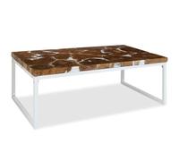 HOMELEN Table basse en bois de teck - Design rustique - Attire tous les regards - Fabriquée à la main - En bois de teck avec rembourrage en résine - Structure en acier - 110 x 60 x 40 cm - Table