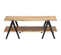 HOMELEN Table basse en bois massif Mango avec 2 étagères - Table de salon rustique - 115 x 60 x 40 cm - Pour salon, salle à manger et jardin, tables basses